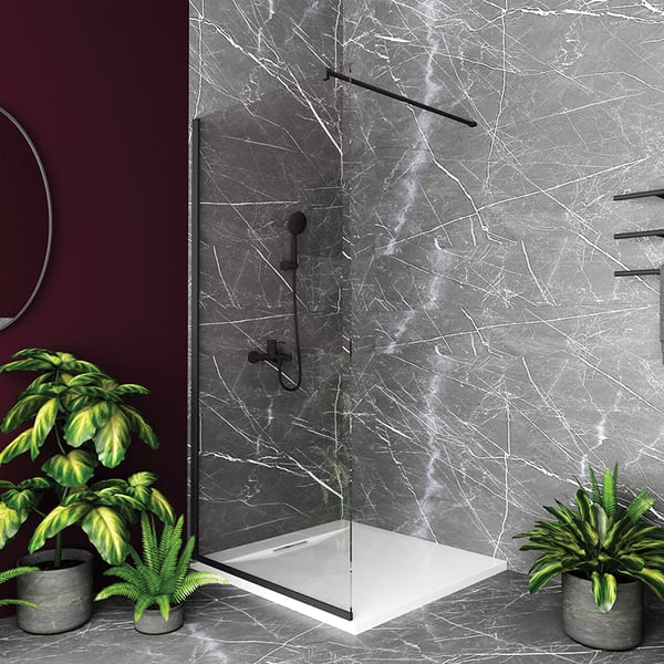 Σταθερό Φύλλο Καμπίνας Walk-In Serena Black Mat 200x80 cm